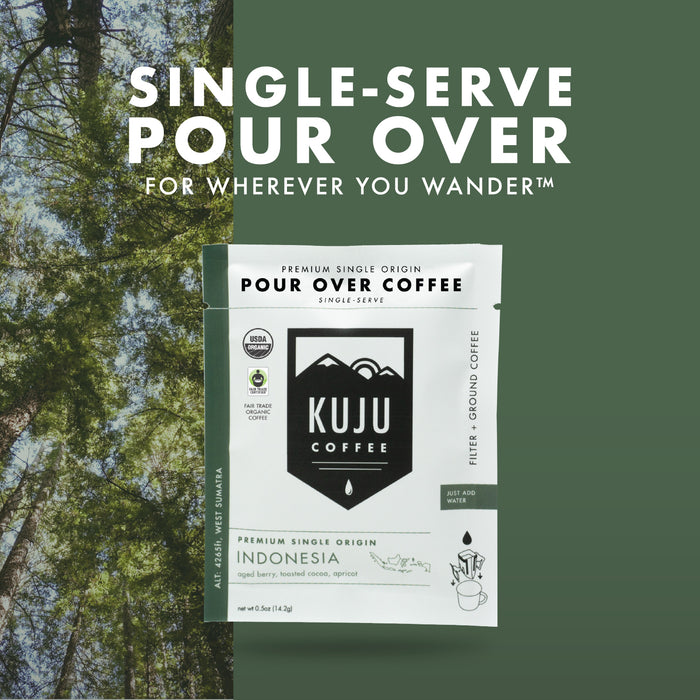 Single-Serve Pour Over Coffee | Fair Trade, Organic - West Sumatra, Indonesia - Kuju Coffee