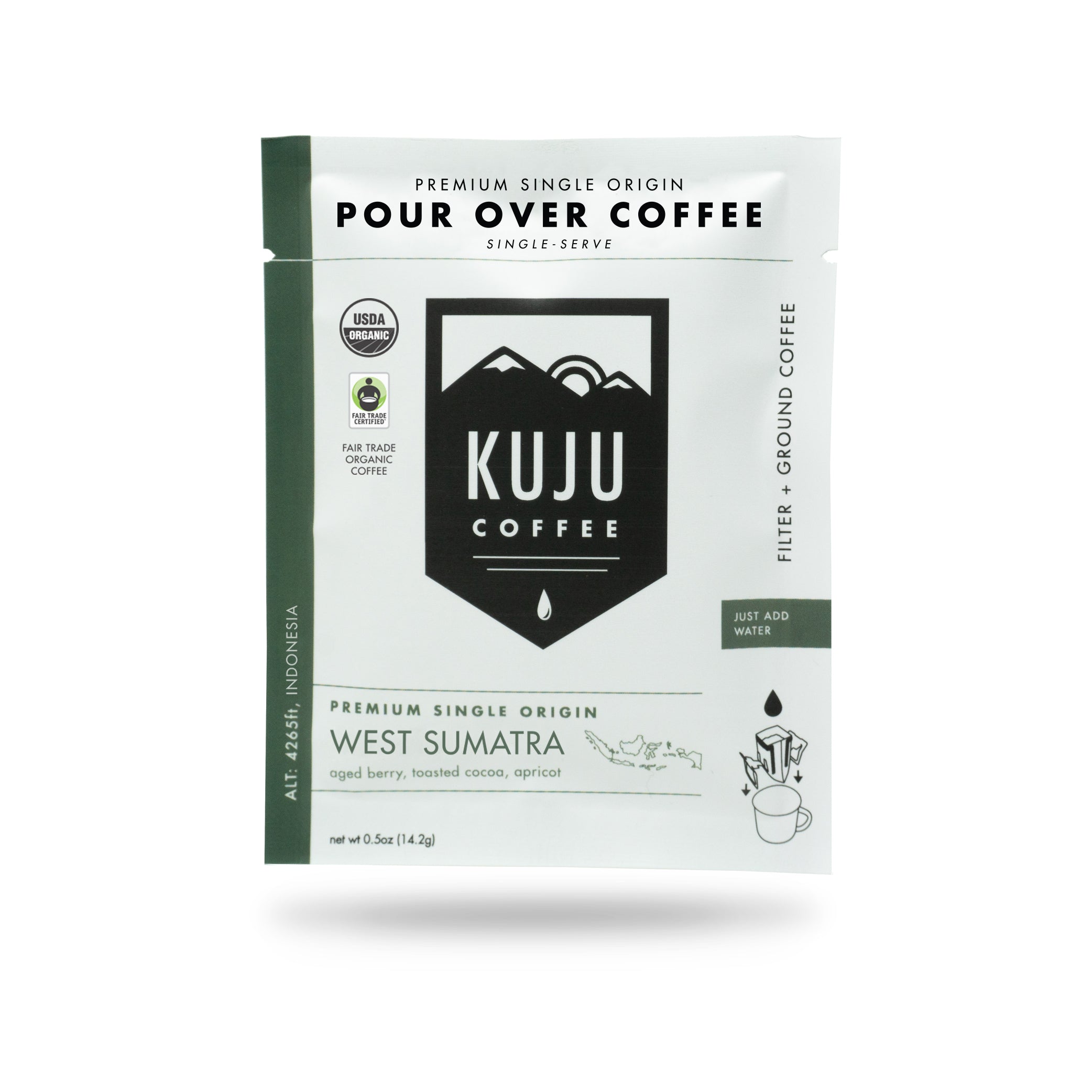 Single-Serve Pour Over Coffee | Fair Trade, Organic - West Sumatra, Indonesia - Kuju Coffee