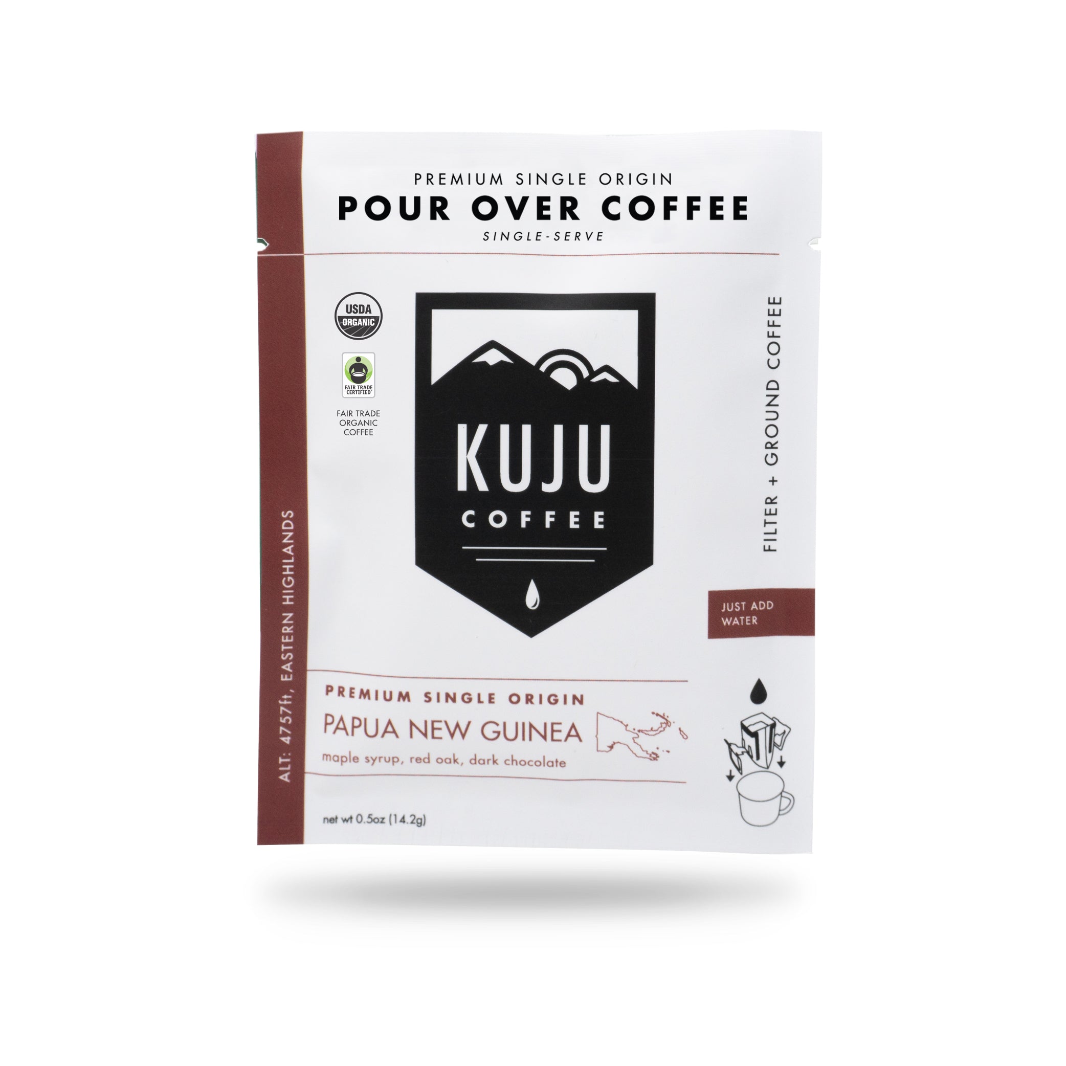 Single-Serve Pour Over Coffee | Fair Trade, Organic - Papua New Guinea, Eastern Highlands - Kuju Coffee